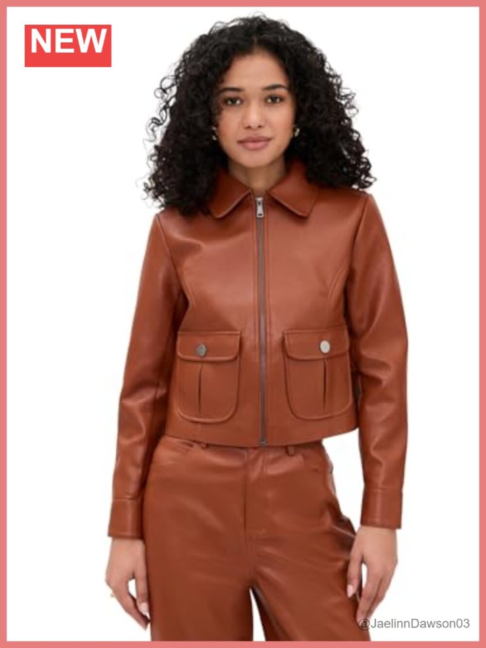 Faux Leather Moto Jacket Zip Front Snap Cuffs Collared Midweight